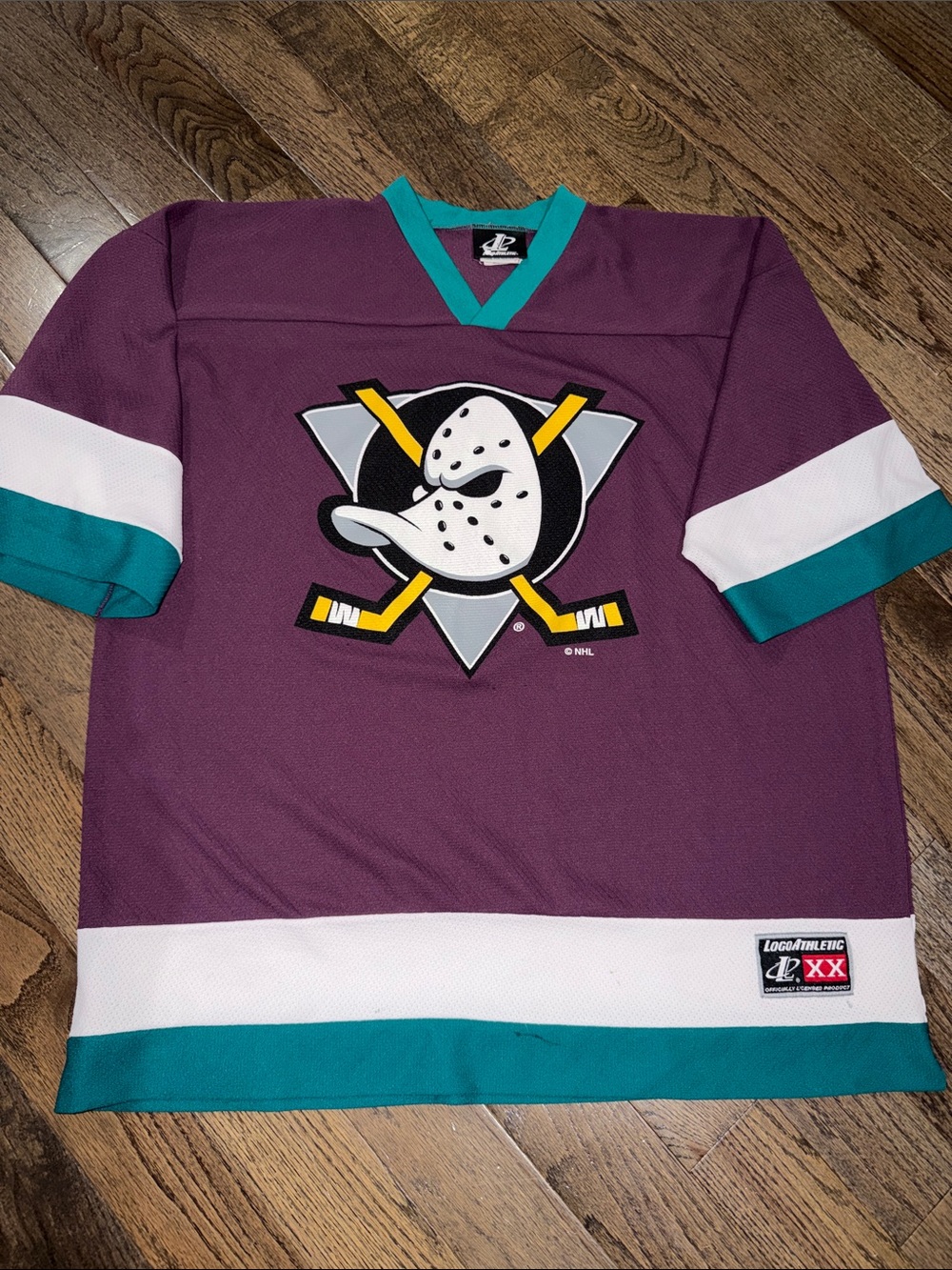Vintage Logo Athletic Anaheim Mighty Ducks NHL Hockey Jersey USA XXL RARE!
